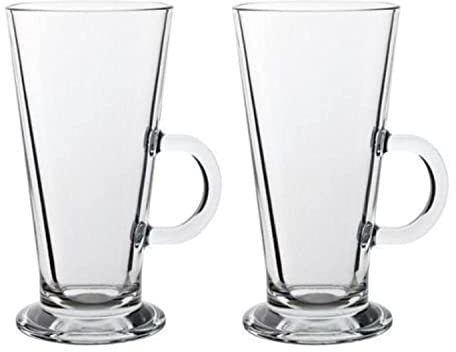 Latte Glass Tea Coffee Cup Mug (Fits Tassimo & Dolce Gusto) Size Large Set of 2 by Homestyle