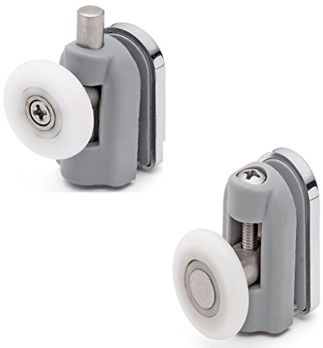 ShowerPart Single Height Adjustable Top And Bottom Shower Door Rollers/Wheels/Runner L094, Shower Door Wheel Diameter 27mm, Wheel Thickness 5.6mm, Plastic, Shower Door Replacement Parts, 4x