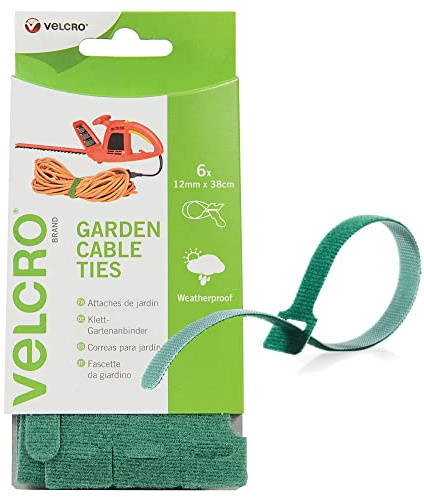 VELCRO® Brand Garden Cable Ties Multi-Purpose Ties the Perfect Garden Accessories, Cable Tidy & Organizer Green 12mm x 38cm Set of 6 | Multi-Purpose Ties, Perfect Garden, Cable Tidy & Organiser
