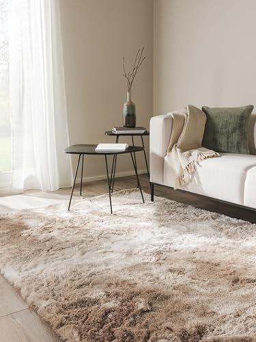 benuta Nest Hochflorteppich Whisper - Beige/Hellbraun 80x150 cm - Weicher Teppich für Schlaf- und Wohnzimmer - Pflegeleicht - Fußbodenheizung Geeignet