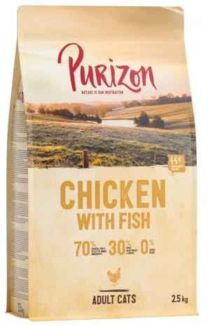 Purizon Original Adult Huhn mit Fisch | Katzenfutter trocken | Getreidefreies und proteinreiches Katzenfutter: 70% tierische Zutaten | 2,5 KG