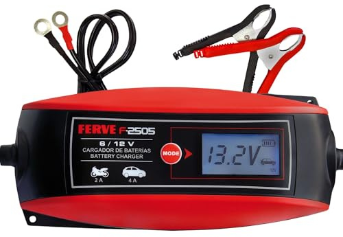 Ferve F-2505 Cargador de baterías, Negro, Rojo