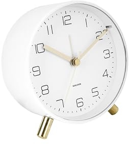 Karlsson Wecker Lofty - Weiß - Ø11cm | Rund - skandinavisch - Eisen - Wecker für Schlafzimmer