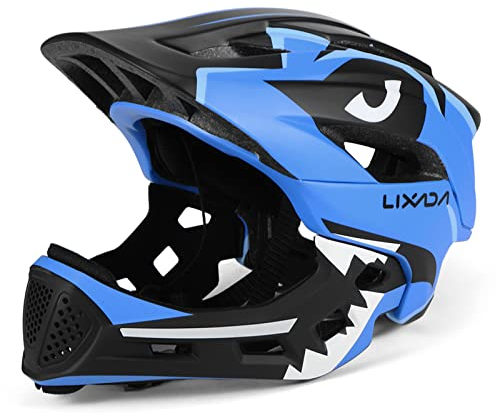 Lixada Kinderhelm Integriert Fahrradhelm Kinder Jugend Fullface Helm mit Abnehmbarem Kinnschutz BMX MTB Downhill Helm zum Radfahren Skateboarden Rollschuhlaufen