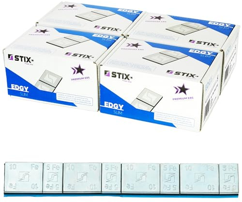 Stix Klebegewichte für Alufelgen Zink 60 g 5+10 g 400 Stück Edgy Slim | Verzinkt, Breites Klebeband, Präzise Auswuchtung, Großpackung für Werkstätten