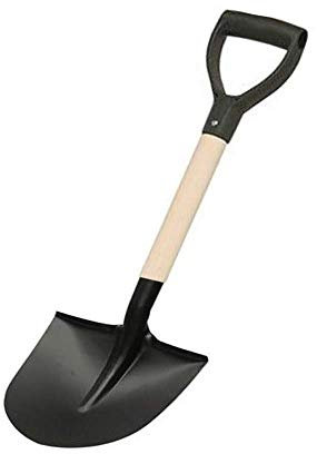 Pala Corta badile da Giardino in Acciaio Manico in Legno Punta Tonda o Quadrata Attrezzi manuali bricolage Fai da Te (Tonda)