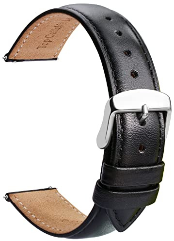 TStrap Leder Uhrenarmbänder 20mm - Ersatz Weich Braun Schnellverschluss Uhrenarmband - Smartwatch Armband für Herren Damen - Sportarmband mit Dornschließe - 14mm 16mm 18mm 19mm 21mm 22mm 23mm 24mm