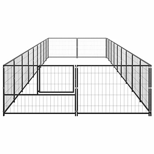 Tidyard Outdoor Hundezwinger, Hundekäfig XXL, Hundehütte, Hühnerstall, Hühnerhaus, Hühnervoliere, Freilaufgehege Hühnervoliere, Stahl Schwarz 900 x 200 x 70 cm 18 m²