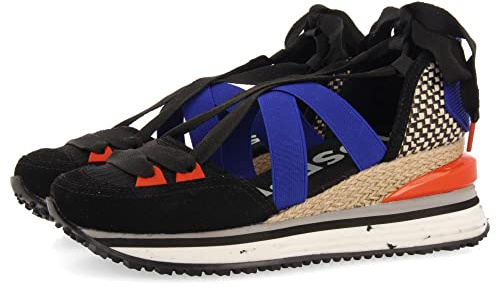 Sneakers Beige Tipo Spadrille con zeppa da donna coinches, Nero, 40 EU
