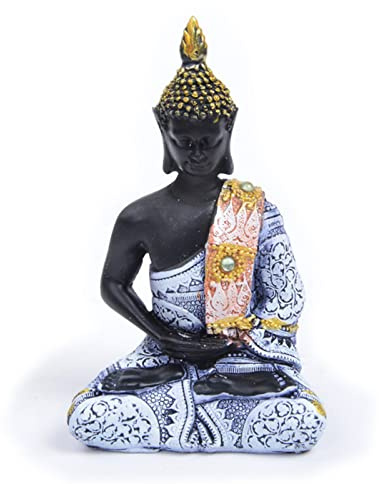 Kocris Casa Décoration de Bouddha de méditation - Statue d'aquarium, reptile, tortue, araignée, terrarium - Sculpture bouddhiste thaïlandaise - Figurine décorative pour animal domestique - Bleu