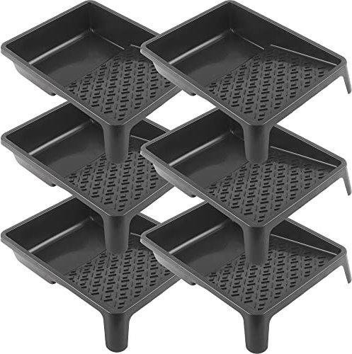 BAUSTER® 6 x Farbwanne 320 x 250 mm Farbschale aus Kunststoff Lackierwanne Maler Lackierschale mit handlichem Griff große Lackschale leichtes Malerzubehör Lackwanne Malerbedarf Schwarz (6 Stück)