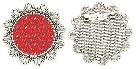 Rote Saxophonische Musiknoten Silber Blume Brosche Haken Anstecknadel Brustnadel, M