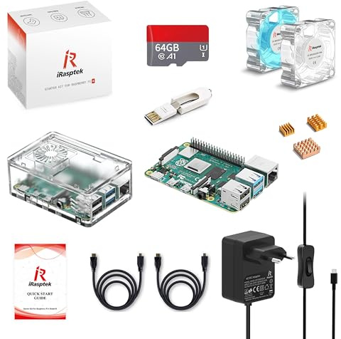 iRasptek Basic Kit for Raspberry Pi 4B 4Go RAM - Édition 64Go SD, Noobs préinstallé