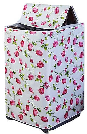 Odot Funda Lavadora de Carga Superior Funda, Lavadora Exterior Impermeable con Cremallera para Lavadora y Secadora de Carga Superior (Tulipán,S Capacidad ~ 7KG)