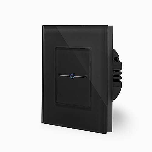 LUX einfacher Touch Lichtschalter Ein/Aus 1-Fach im Glasrahmen in schwarz 1-Weg Glas Berührungs Wandschalter zum Schalter einer Leuchte, Lampe Luxus-Time