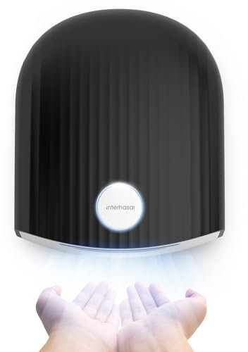 interhasa! Commercial Hand Dryer, Automatic Electric Hand Dryer 1800W High Speed Hand Dryer for Commercial & Home, Low Noise (Black)