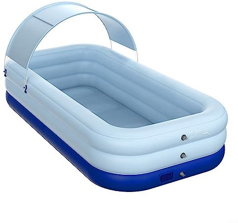 Piscine gonflable pliable autoportante en PVC avec auvent amovible, piscine à gonflage automatique pour la famille et les amis, pour intérieur et extérieur, bleu, 3,18 m