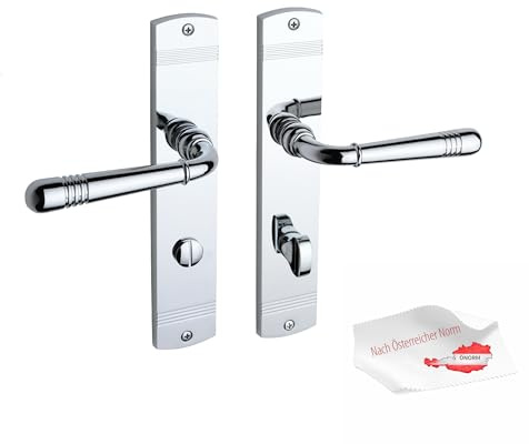 Beschläge Hamburg Türbeschlag EMILY ART 70-09Z MPC WC – Türklinke in Chrom poliert, 90 mm WC/Bad Verriegelung, Drückergarnitur für Innentüren – NUR für ÖNORM/ÖSTERREICH