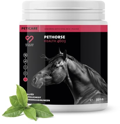 Peticare Mélange Vital Senior Poudre pour Chevaux | Stimule Vitalité & Mobilité chez les Seniors | Ingrédients Végétaux, avec L-Leucine, MSM | Pour Chevaux Seniors & Poneys Âgés | petHorse Health 4603