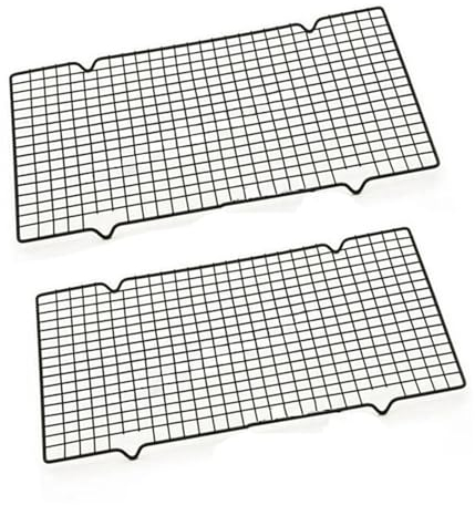 Rejilla de Alambre de Acero Inoxidable, Bandeja refrigerante for Pasteles, Estante for Comida, Horno, Cocina, Hornear, Pizza, Pan, Barbacoa, Soporte for Galletas (Color : 2pcs Black L)