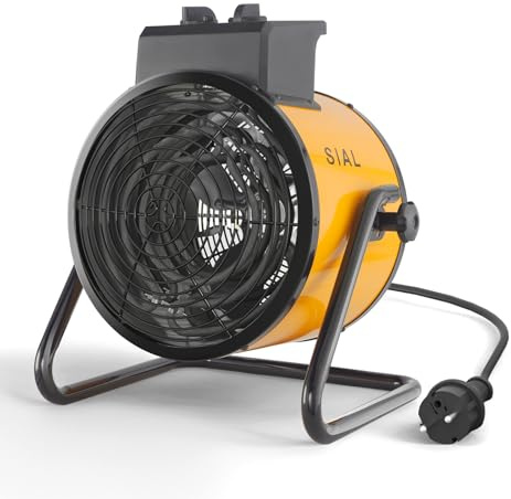 SIAL Industriel Radiateur électrique - 3000W Chauffage Soufflant - Pour Chantier, Atelier Ou Garage (Jaune) | avec Thermostat Réglable & 2 Niveaux de Chaleur-Pour Salle de Bain,Chantier,Atelier,Garage,Camping Car,Van,Terrasse
