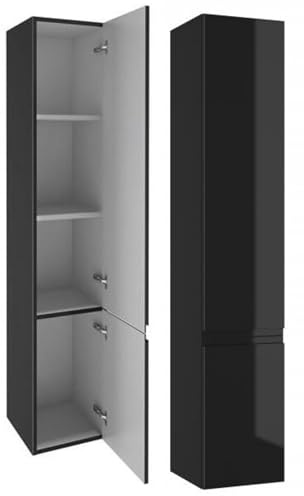 .Deftrans Domodomo Hängender Badhochschrank schwarz glänzend 157 x 30 cm Modus Aufbewahrungsschrank, schwarz glänzend, Badschrank, Regale