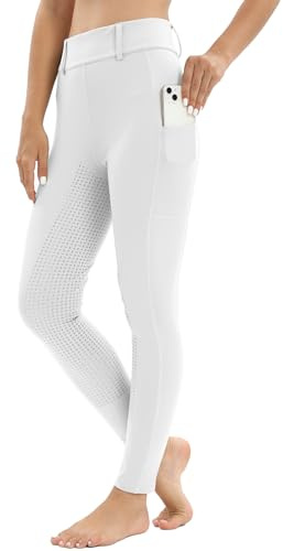 Leggings de equitación para mujer, ribete completo con bolsillo para el teléfono móvil, cintura alta, pantalones de equitación para mujer y niña, elásticos, con trabillas