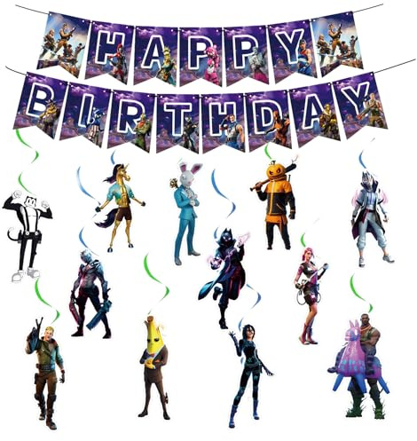 UBL 14PCS Happy Birthday Banner and Hanging Decorations - Party Supplies Bunting Garland for Kids Boy Girl