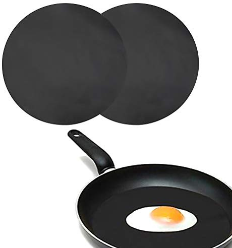 Poêle à Frire Ronde Antiadhésive Haute Température, Feuille de Revêtement, Paquet de 2 Feuilles de Wok de 24cm, Cuisine, Cuisson au Barbecue (Comme montré)