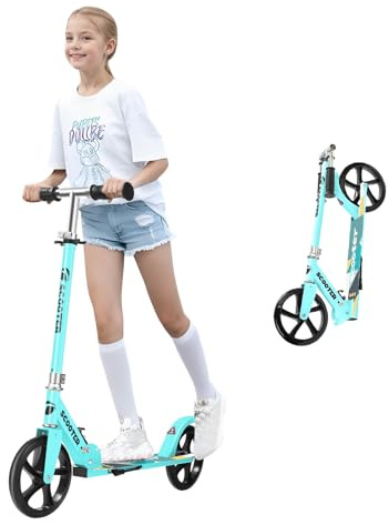 Scooter for Kids Ages 8-12,Adjustable Foldable with Carry Strap and Rear Brake|200mm Big Wheels City Scooter for Kids Ages 6+