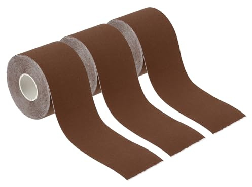 PATIKIL 5 m x 5 cm sporttejp, 3 rullar lim halkfritt greppband yoga rigg sport tejp för wrapping övningar gymnastik, brun