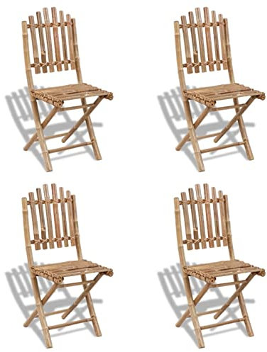 Iiaky Gartenstühle Bambus 4 STK. Klappstühle Holzstuhl Gartenmöbel Terrasse Balkon Stuhl Stühle