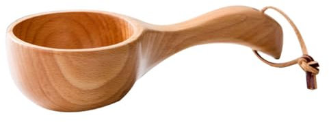 Louche de Style Japonerie en Bois Marron, Compacte et Légère