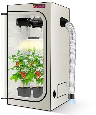 ATOUR - Tienda de campaña de cultivo, mylar de diamante 1680D de la más alta densidad con doble puerta de visualización transparente y bandeja de suelo para cultivo hidropónico de plantas de interior