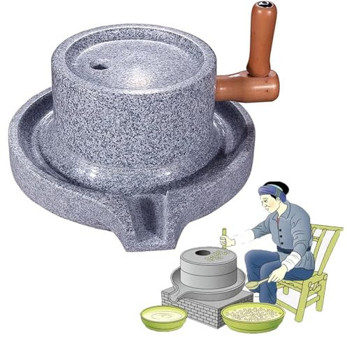 Paste Mill,Hand Stone Mill, Handmade Stone Mill Set of 3 Deep Grinding Teeth Stone Grain Mill, Multi-Functional Household Handmade Grinder Machine, Classic Food Pulverizer(22 x 35cm (8 5/8)