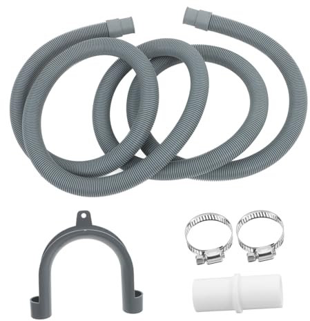 WHAMVOX 2.5m Drain Hose Extension Kit for Washing Machine Dishwasher Long Hose Clamp and U-Bend Holder Leakproof