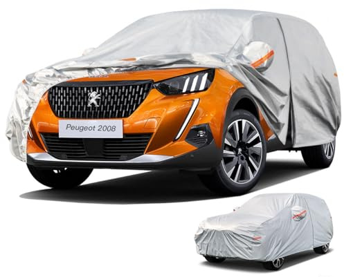 Kayme Bâche Voiture Étanche Respirante Compatible avec Peugeot 2008 2013-2025, 6 Couches Housse de Protection Voiture Extérieur, Contre Pluie Soleil Poussière avec Zip et Doublure en Coton.