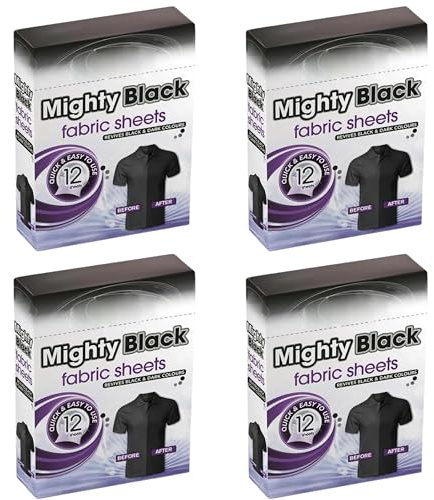 4 Pack Bundle - Swirl Mighty Black Fabric Sheets (4x 12). Handy Sheets To Revitalize Black And Dark Colours. A Hadco Bundle.