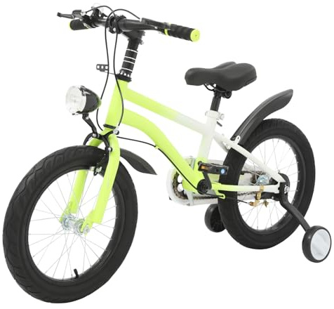 ACROSSPART Kinderfahrrad 16 Zoll, Fahrrad Kinder mit Stützräder und LED-Lampe, Kinderfahrrad ab 3 Jahre, Höhenverstellbares Kinderfahrräder, Kinderrad mit Duales Bremssystem (Gelb)