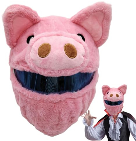 Lustige Halloween -Motorradhelm -Helmabdeckung, Plüsch -Schweine -Cartoon -Helmdekoration für Erwachsene, süße und atmungsaktive universelle Abdeckung für Reiten, Festival, Partys