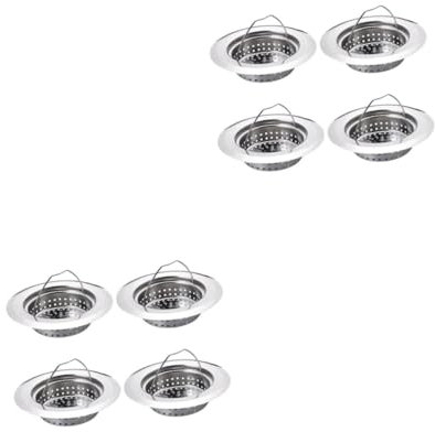 Lurrose 2 Set Scarico A Pavimento in Acciaio Inox Drenare Lavello Filtri Passatutto Acciaio Inox Water Filter Cestino Lavandino Filtro Per Filtro Scarico Lavabo Silver 4 Pezzi*2
