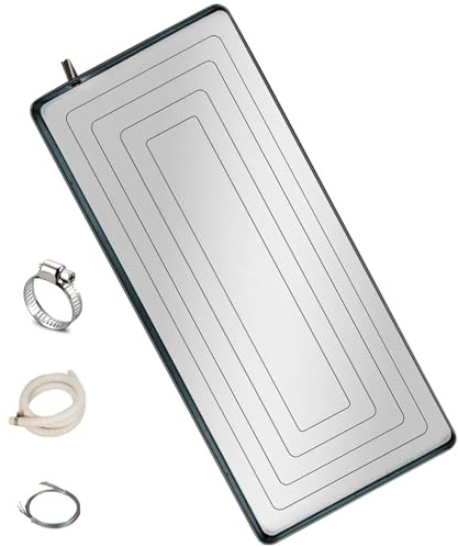 Bandeja para Recoger Agua Aire Acondicionado Portatil Bandeja Colectora Y De Drenaje De Agua De Acero Inoxidable con Alambre, Abrazadera Y Tubo De Agua(83.5 * 38 * 3.5CM)