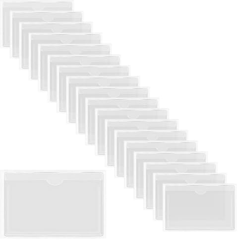 XINGSUI 18 Piezas 16 x 11.5 cm Bolsillos Autoadhesivos, Bolsillos Autoadhesivos de Tarjeta de Índice, Portaetiquetas Autoadhesivos Transparente para Hogar, Oficina, Escuela,Estanterías de Supermercado