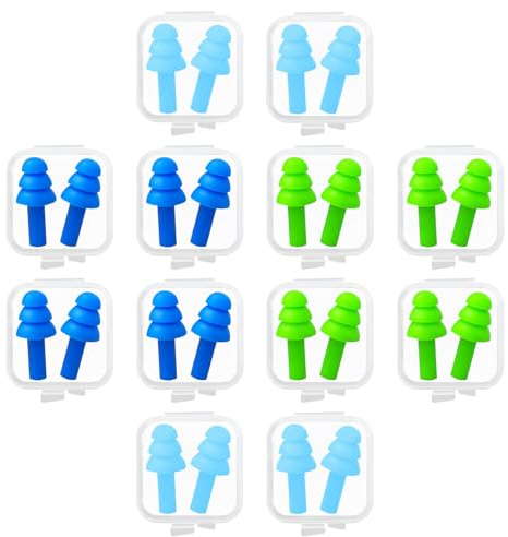 SAIIURV 12 Paar Wasserdichter Wiederverwendbarer Silikon Ohrstöpsel für Schwimmer, Regenschirm Blau Grün Lärmstopp Ohrstöpsel Gehörschutz mit Tragbar Box für Arbeit, Konzerte, Reisen und Studium