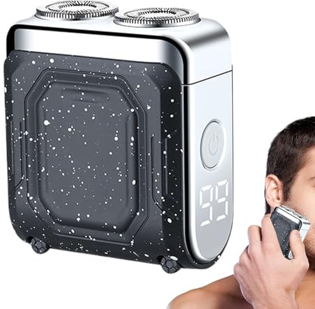 Máquina de Afeitar Eléctrica Para Hombre - Cortabarbas Recargable Con Doble Anillo | Dispositivo Eléctrico Facial con Pantalla Digital para Apartamento, Residencia, Hotel, Coche y Viajes de
