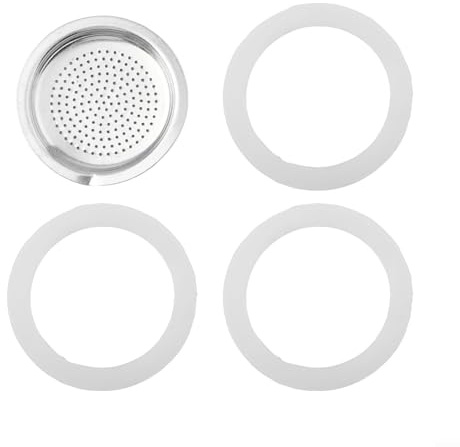 Para accesorios de repuesto de cafetera espresso Moka, incluyendo 3 juntas de silicona y 1 filtro de aluminio diseñado para adaptarse a cafeteras de 1 2 a 12 tazas (2 tazas)