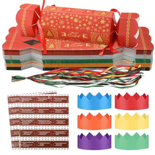 Joyesplay Christmas Crackers, caramelle natalizie, cena di Natale, giochi da tavolo, confezione regalo, Natale, feste, decorazione da tavolo (rosso 2)