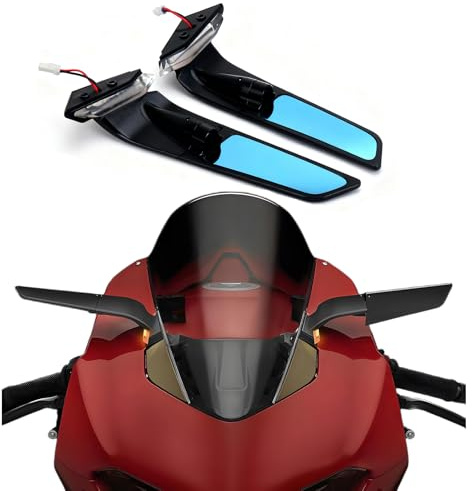 Motorcycle Mirrors with turn Turn Signal Compatible with Ducati Panigale V4 V4S V4R 2019-2024 PANIGALE V2 2020-2024 CNC Motorcycle Side Mirrors Adjustable Wind Wing Rearview Mirrors Turn Signal Mirror