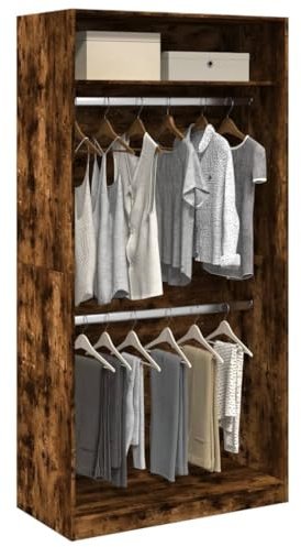 Frdhee Putzschrank Schlafzimmer Schrank,Kleiderschrank Räuchereiche 100x50x200 cm Holzwerkstoff,Kellerschrank für Wohnzimmer Flur Büro
