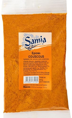 SAMIA - Epices couscous | Mélange savoureux pour des plats onctueux | Idéal pour vos recettes méditerranéennes | le sachet de 100 g | LOT DE 4